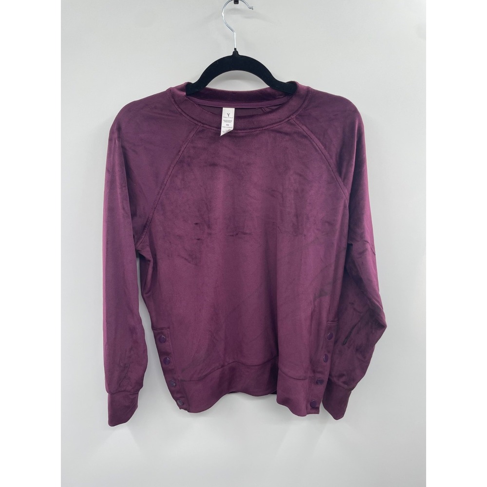 NWOT Yogalicious Velour Sophie Sweatshirt Womens XS Purple Crew Neck Long Sleeve